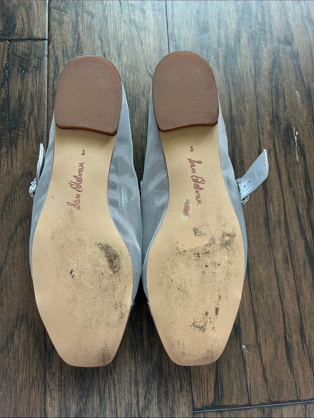 Sam Edelman Silver Mary Jane Flats with Square Toe - Picture 7 of 8